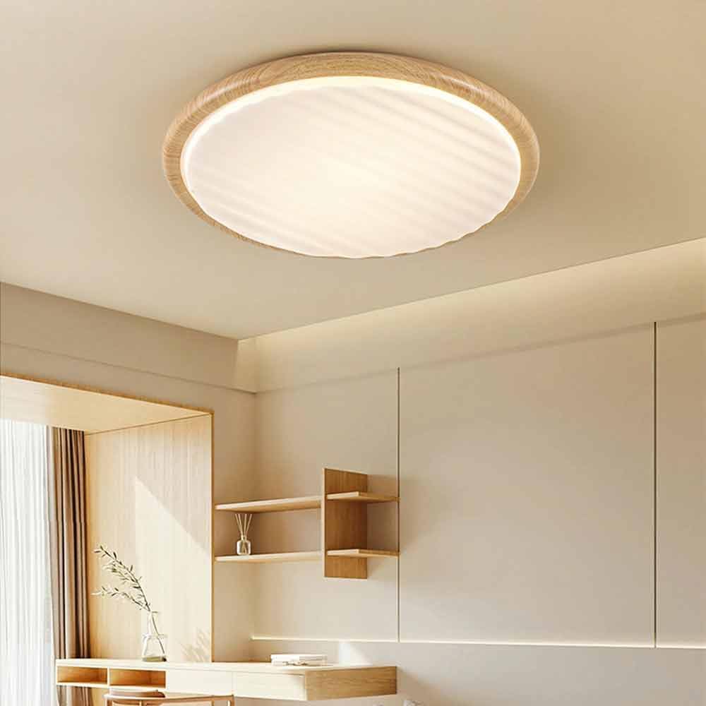 Round Wooden LED Bedroom Ceiling Light – Misterlamp Auckland