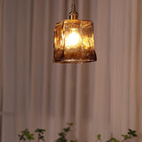 Vintage Brown Glass Pendant Light