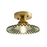 Vintage Clear Glass Ribbed Petal Ceiling Light
