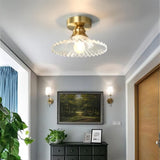 Vintage Clear Glass Ribbed Petal Ceiling Light