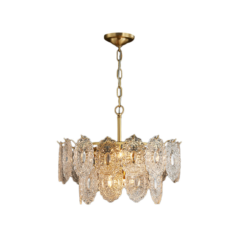 5/7 Heads Embossed Crystal Panels Chandelier