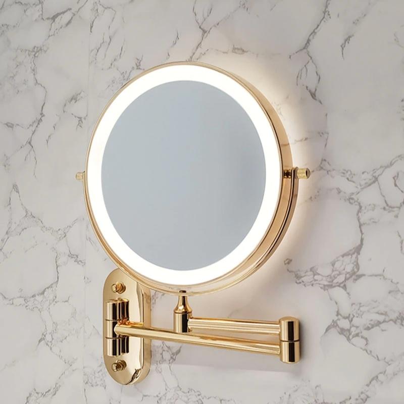 Gold rechargeable LED magnifying mirror for make-up and bathroomGold rechargeable LED magnifying mirror for make-up and bathroom