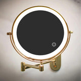 Gold rechargeable LED magnifying mirror for make-up and bathroomGold rechargeable LED magnifying mirror for make-up and bathroom