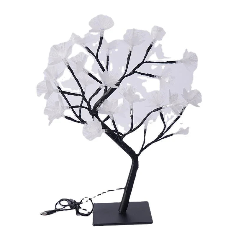 White birch fiber optic flower tree light