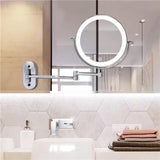 Chrome silver Rechargeable LED magnifying mirror for make-up and bathroom