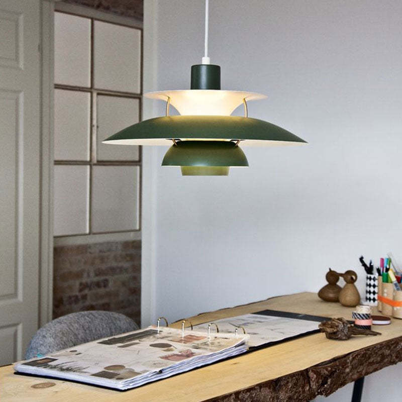 Morandi Modern LED hanging lamp with shade