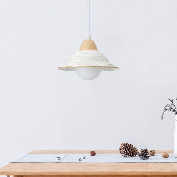 Retro Hat Shape White Ceramic Pendant Light