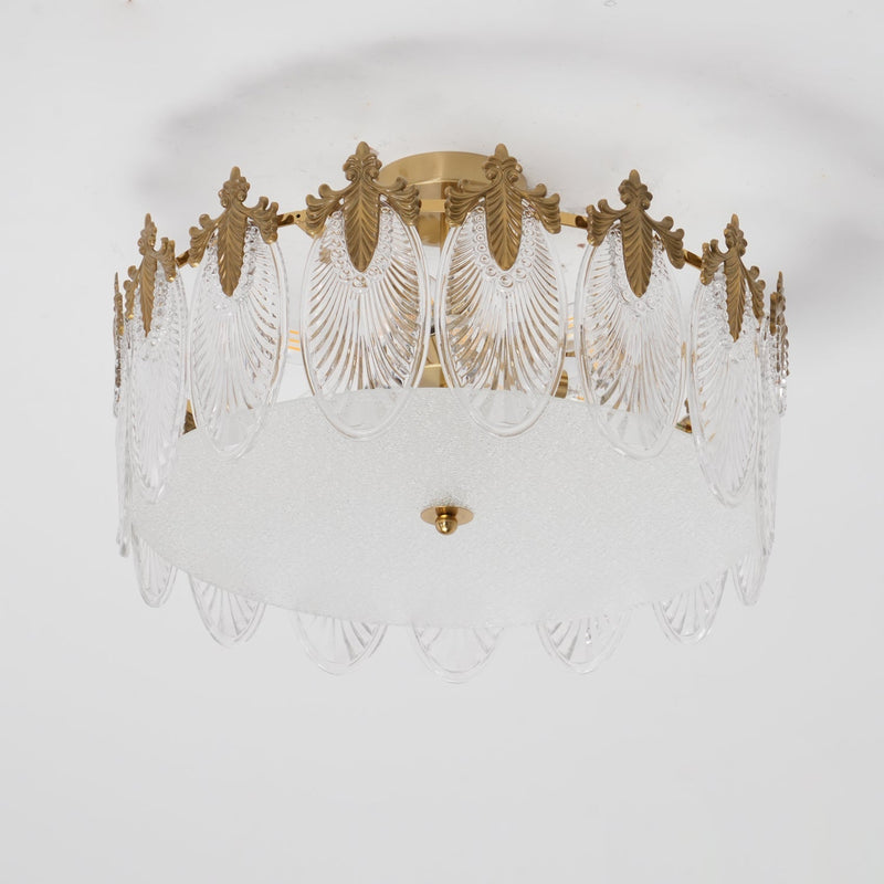 Decorative pattern glass round chandelier