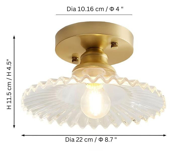 Vintage Clear Glass Ribbed Petal Ceiling Light