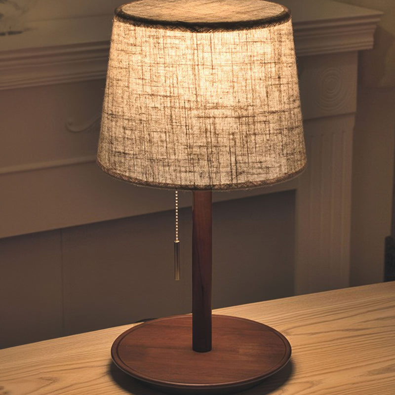 Gentle Glow Nordic Walnut Lamp with Luxury Fabric Accents