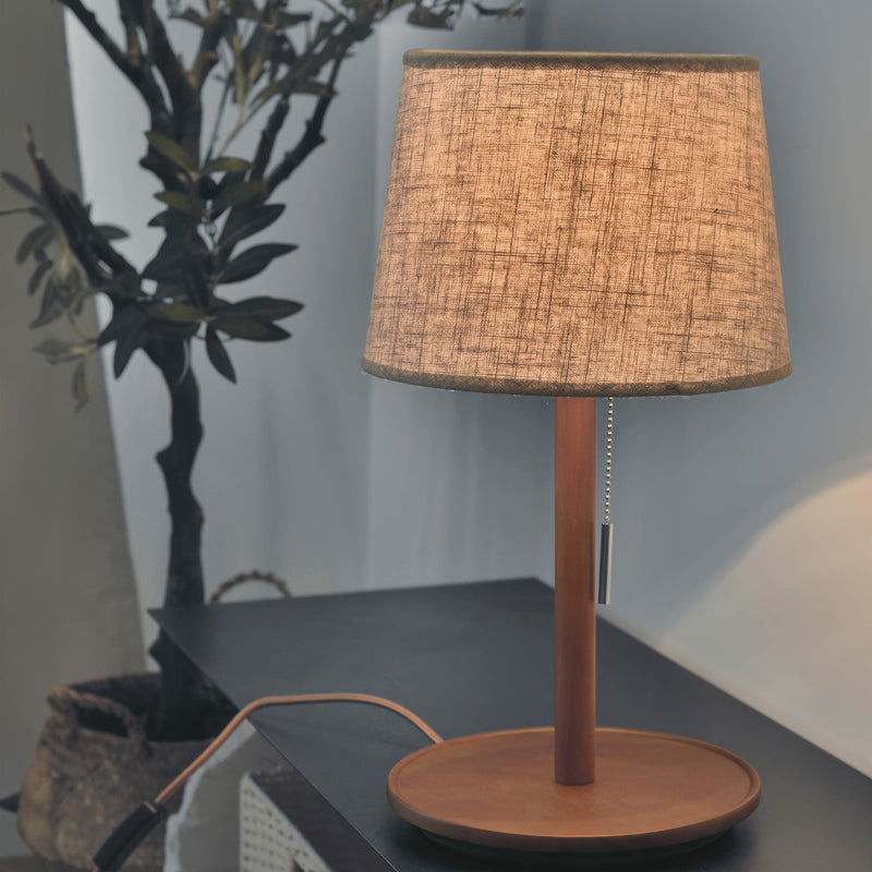 Gentle Glow Nordic Walnut Lamp with Luxury Fabric Accents