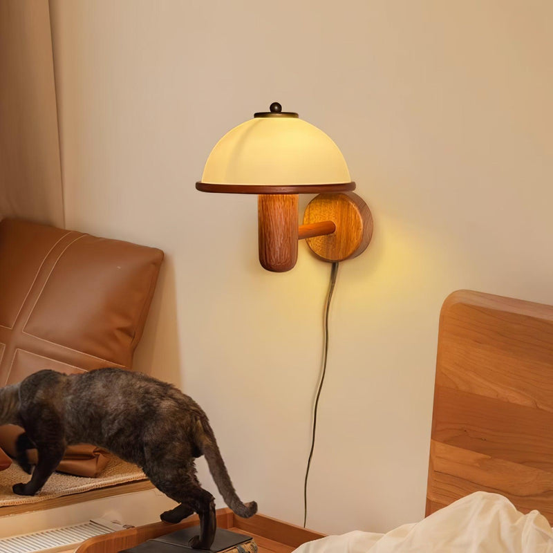 Mushroom Wood Wall Light