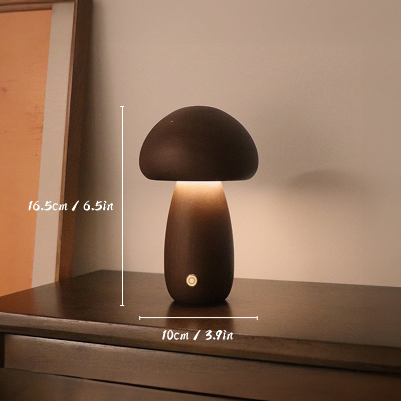 Rechargeable Wooden Mushrooms Table Lamp