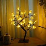 White birch fiber optic flower tree light