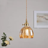 Japanese Retro Glass Flower Pendant Light