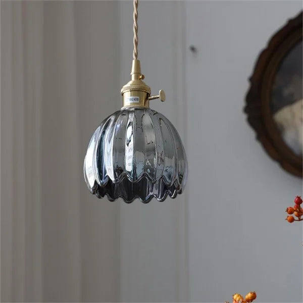 Japanese Retro Glass Flower Pendant Light