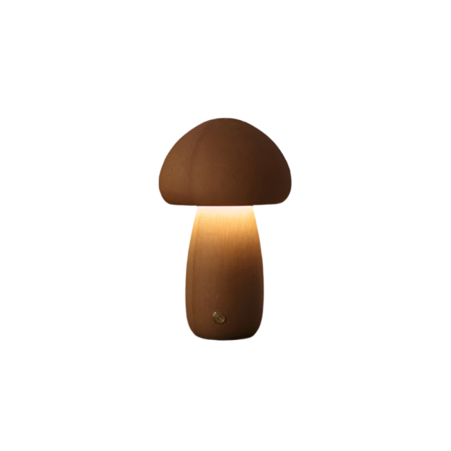 Rechargeable Wooden Mushrooms Table Lamp