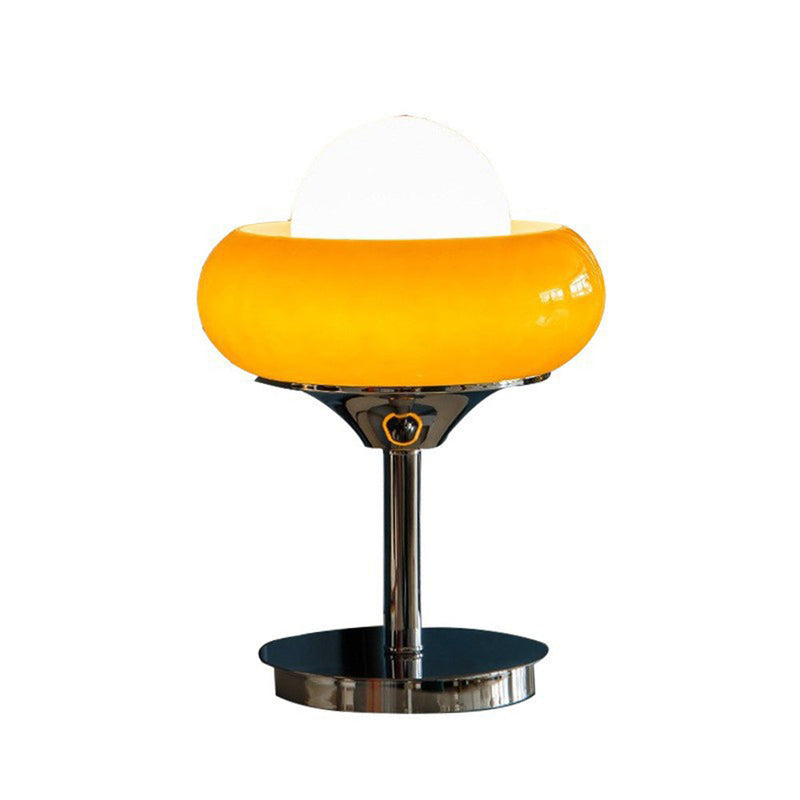 Vintage Bauhaus glass yellow table lamp