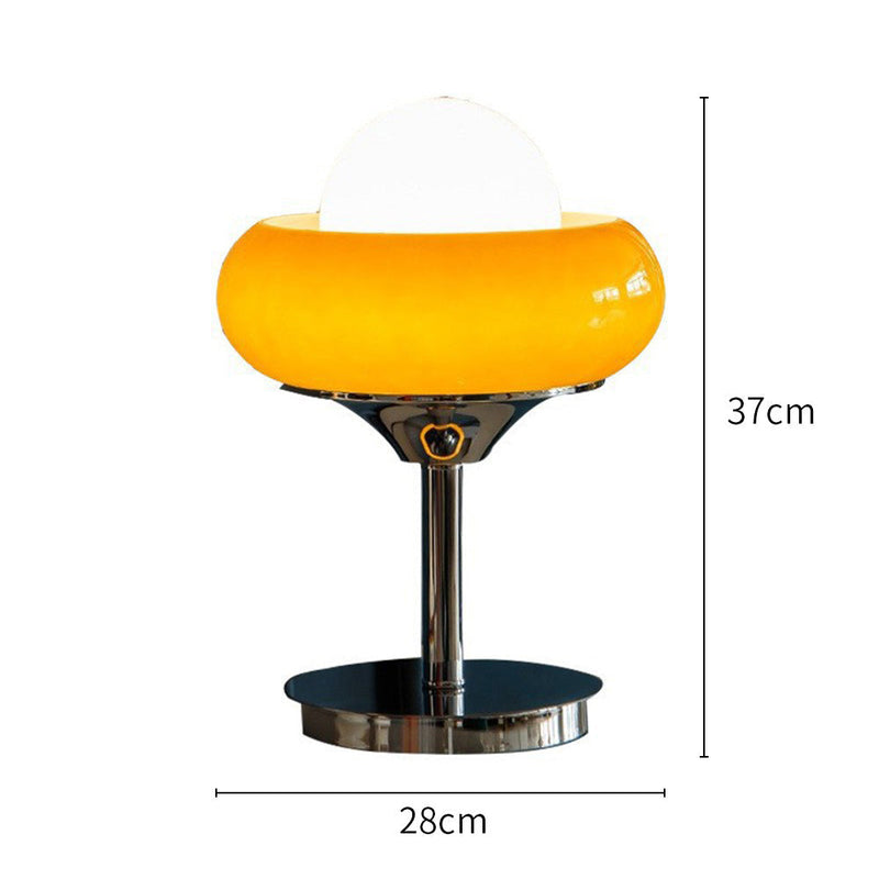 Vintage Bauhaus glass yellow table lamp