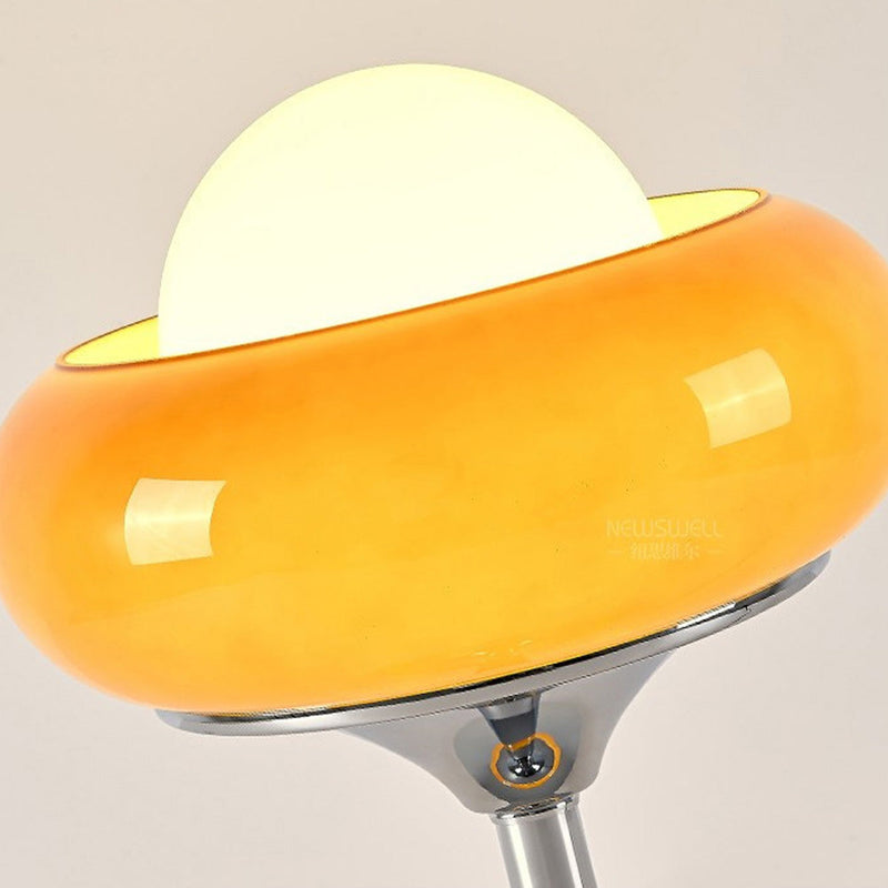 Vintage Bauhaus glass yellow table lamp