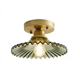 Vintage Clear Glass Ribbed Petal Ceiling Light