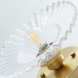 Vintage Clear Glass Ribbed Petal Ceiling Light